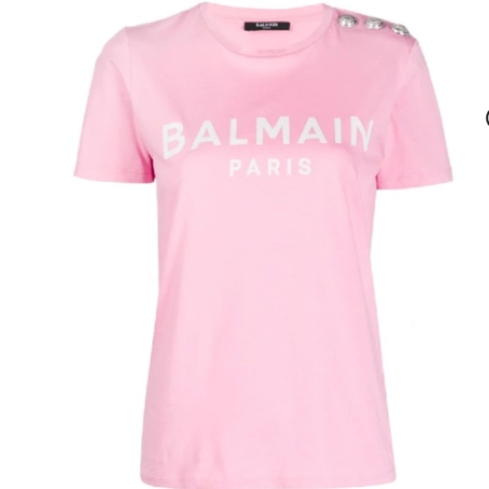Pink balmain t shirt